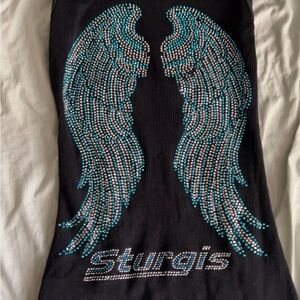 Sturgis Black Tank Top with Rhinestone Wings